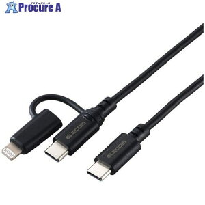 ELECOM 2in1 USBP[u Type-C{Lightning USB PDΉ 1.0m ubN MPA-CCLAD10BK 1{ 679-6814