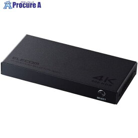 ELECOM HDMI切替器 4K60Hz対応 4ポート 3入力＋1出力 メタル筐体 ブラック DH-SW4KB31BK 1個 ■▼704-4702