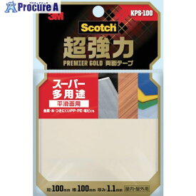 3M スコッチ 超強力両面テープ プレミアゴールド スーパー多用途 シートタイプ 100mm×100mm KPS-100 1枚 ▼542-3449