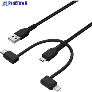 Owltech �f���ɋ����_�炩�� 3 in 1�P�[�u�� 1m �u���b�N OWL-CBA4MLC10-BK 1�{ ��611-0138