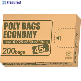 オルディ ポリバッグエコノミーBOXゴミ袋 45L 0.025mm 乳白 PBE-W45-200 1冊 ▼562-8832