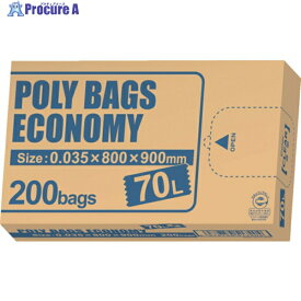 オルディ ポリバッグエコノミーBOXゴミ袋 70L 0.035mm 透明 PBE-N70-200 1冊 ▼562-8837