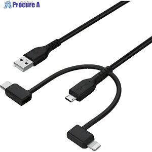 Owltech �f���ɋ����_�炩�� 3 in 1�P�[�u�� 1m �u���b�N OWL-CBA4MLC10-BK 1�{ ��611-0138