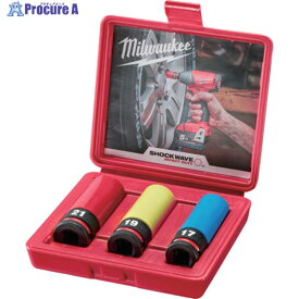 milwaukee SHOCKWAVE IMPACT DUTY ホイールナット用インパクトソケットセット 1/2インチ(12.7mm)角 (17，19，21mm) 49-66-7834 1個 ▼665-9095