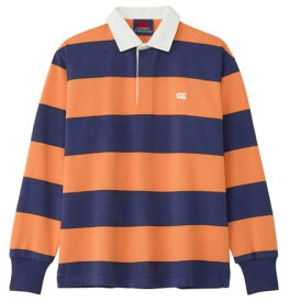 カンタベリー ラガーシャツ 長袖 襟付 メンズ canterbury 4インチ ストライプ ラグビージャージ ラグビー ボーダー 綿 タウンユース RA44132 アウトレット セール