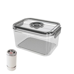 真空保存容器セット 食品用PC素材 ワンプッシュ真空調理 シリコン弁密封 冷蔵庫 電子レンジ対応 鮮度保持 タイマー機能付き 収納ボックス キッチンストレージ
