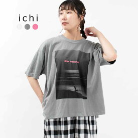 ichi イチ フォトプリントTシャツ　231259 ナチュラル ファッションデイリー コーデ 服 30代 40代 50代 大人 カジュアル シンプル