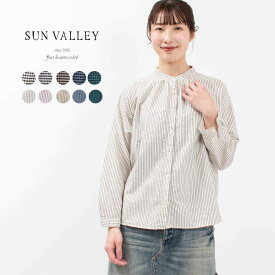 【ポイント5倍】SUN VALLEY サンバレー オックスギンガムチェック＆ストライプシャツ SK8119234 sunvalley レデース ナチュラル ファッション デイリー 服 30代 40代 50代 大人 カジュアル シンプル トラッド ベーシック