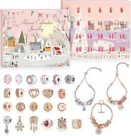 アドベントカレンダー 女の子 ブレスレット 3本入 アクセサリーキット ジュエリー クリスマスプレゼント クリスマスギフト 贈り物 クリスマス カウントダウン カレンダー アクセサリー 作成キット 腕輪 手作り パーツ ビーズ