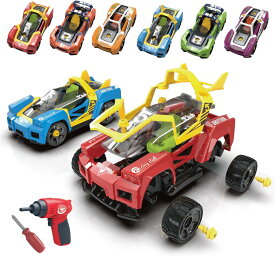 車 おもちゃ 組み立ておもちゃ DIY車セット レースカー組立セット フリクションカー 大工さんごっこおもちゃ 電動ドリル 自由に組み立ておもちゃ こども向け キッズおもちゃ 多種組み合わせ方 男の子 女の子 誕生日 プレゼント 入園 ギフト