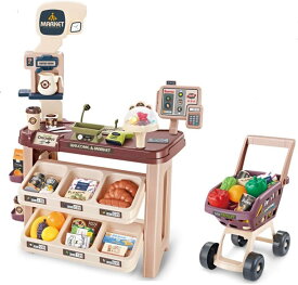 お店屋さんごっこ ままごと ごっこ遊び 知育玩具 買い物ごっこ おままごとセット キャッシュレジスター カウンター スーパーマーケット 子供 男の子 女の子 収納可能 お会計 学習 誕生日 プレゼント クリスマス