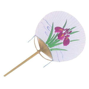 手描き うちわ あやめ 白地(te492) 菖蒲 団扇 踊り 日舞 日本舞踊 舞台 おどり 飾り 手書き 取寄せ商品