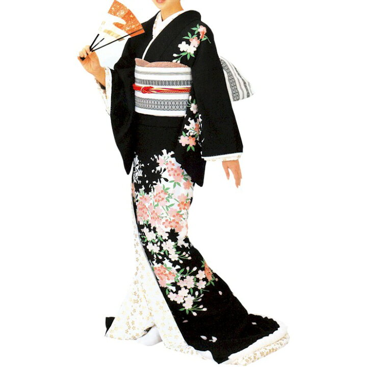 楽天市場】着物 黒 桜 裾引き 仕立上り （s2926 os278） 仕立上がり お 