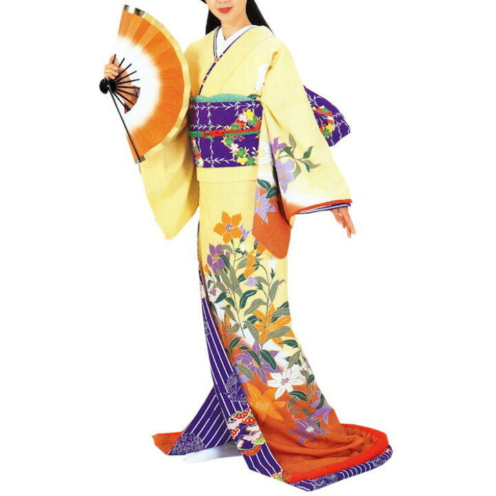 着物 芸妓裾引き 綸子 薄紫 希望者のみラッピング無料