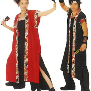 法被 袖なし 袖無し半纏 赤 黒 ロング メンズ レディース 袖なし半纏 はっぴ ハッピ 祭 k呂60079-83 よさこい 衣装 祭り まつり 大人 袢纏 1点までメール便可