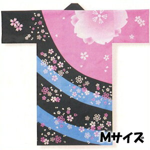 法被 子供 ロング 長半纏 長い ピンク 黒 桜 はっぴ ハッピ 祭 M (m学6014-M) よさこい まつり 祭り 子供用 こども 袢纏 お取り寄せ商品