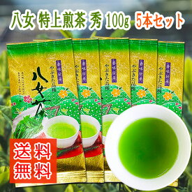 お茶 八女茶 こだわり 特上煎茶 秀 100g 5本セット 特上 送料無料 煎茶 緑茶 深蒸し茶 茶葉 お茶葉 特選 高級 リーフ 福岡 八女茶 水出し 緑茶 濃 贈り物 通販 贈答品 健康 特むし茶 旨味