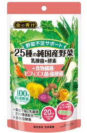 日本薬健 金の青汁 25種の純国産野菜 乳酸菌×酵素＋食物繊維・ビフィズス菌・酪酸菌 60粒【メール便発送/10個まで可】
