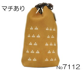 印傳屋　合才袋 「燻」大マチ付　7112　-古代菖蒲柄-　[ 1806-2738 ]　楽ギフ_のし　伝統工芸 父の日 敬老の日 誕生日 ギフト 贈り物 プレゼント 山梨 人気 日本製 着物 浴衣 巾着 ふくろ 男性 男物 メンズ 紳士 作務衣 鹿革 漆 甲州印伝 ふすべ しょうぶ