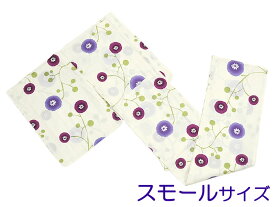 女物　Smallサイズ（153〜157cm）　仕立上り浴衣　-菊/アイボリー地-　[ 2005-3278 ]　すぐ着られる 既製品 ゆかた 女性 レディース 花火 祭り 夏 なつ めん 綿 小柄 スモール 小さい きくキク 花 紫