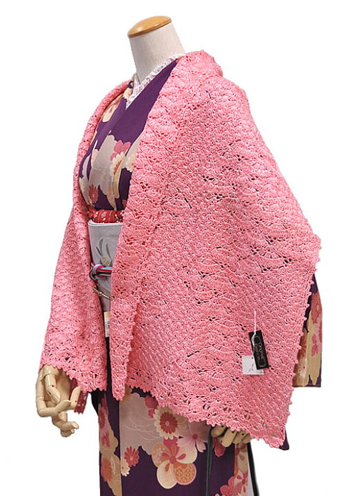 楽天市場】女物 正絹 リボンヤーン ショール -ピンク系- [ 1602-1970 