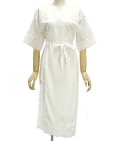 女物　きものスリップ　-レース付き/ジュニア140サイズ -　[ 1907-3055 ]　着物 着付け小物 ワンピース 打合せ 肌着 女性 レディース 子供 白 ホワイト 花 日本製 キュプラ 綿 めん
