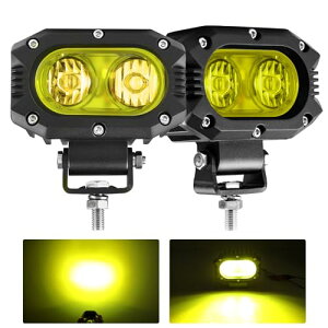 LED��Ɠ� �C�G���[ LED�t�H�O�����v 60W 4�C���` LED��Ɠ� 12V/24V�ėp IP68�h��LED��Ɠ�LED���[�N���C�g �L�p LED�⏕�� �W�[�v/SUV/ATV/�g���b�N�e��ԂɑΉ��ėp�ԊO�� 2�Z�b�g