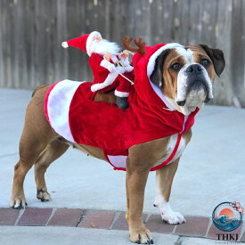 【全品2点で5%OFF】ドッグウエア クリスマス 犬服 小型犬 ペット服 サンタ コスプレ 中型犬 犬用 猫用 コスチューム 厚手 フード付き 冬物 胴輪 ペット用品 ドッグ服