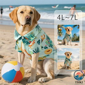 【全品2点で5%OFF】犬服 アロハシャツ ハワイアンシャツ 夏服 中型犬 大型犬 向け ペットウェア シャツ 半袖 ペット洋服 リゾート 海 ビーチ フルーツ柄 花柄 吸湿通気 おしゃれ 涼感 シャツ 夏用 ドッグウェア ルームウェア 散歩用 la063x1x1x0
