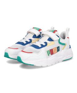 【クーポン配布中】PUMA プーマ TRINITY LITE READY SET BETTER AC+ PS 軽量 キッズスニーカー トリニティライトRSBAC+PS 395463 01 ホワイト/グリーン/コバルトグレーズ/レッド キッズ シューズ 靴 スニーカ