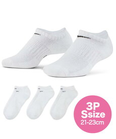 NIKE ナイキ EVERYDAY CUSHIONED NO SHOW 21-23cm (S) トレーニングソックス 靴下 3足組 男女兼用(エブリデイクッションドノーショウ) SX7673 100 ホワイト/ブラック