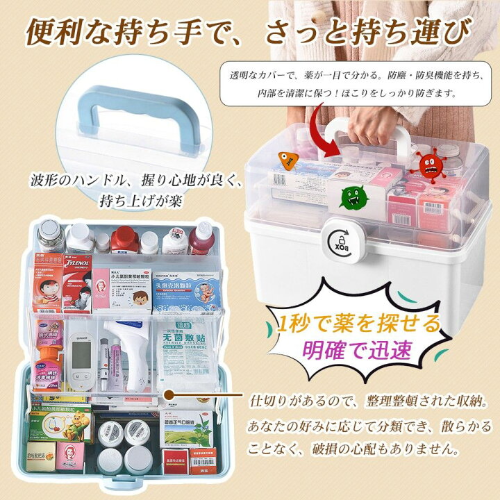 楽天市場】救急箱 多機能収納ケース 大容量 緊急 薬入れ 小物入れ 家庭 
