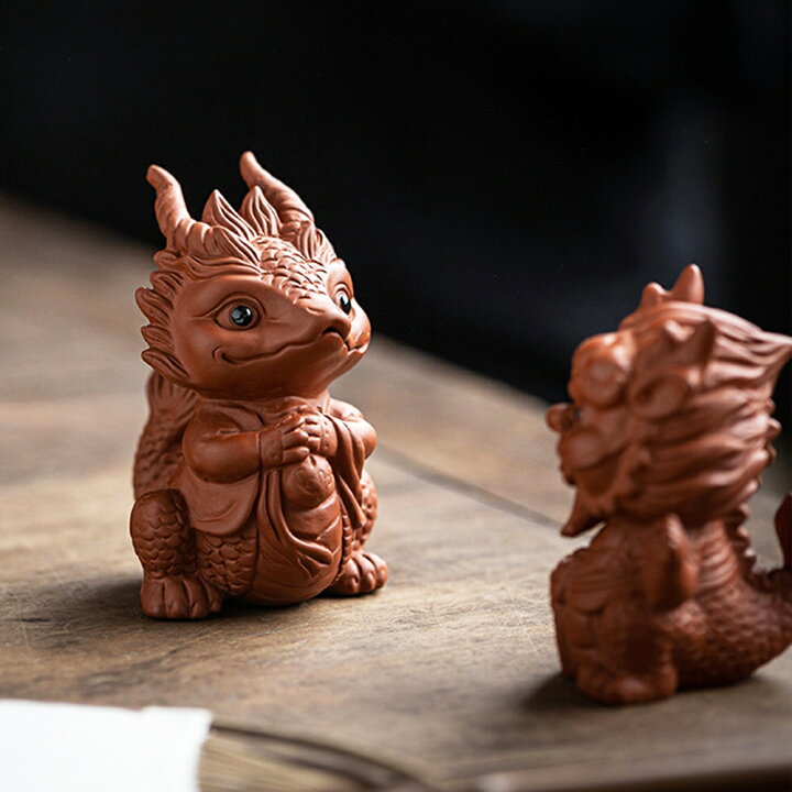 楽天市場】2個セット 茶寵 龍 置物 手作り 陶器 茶玩 茶ペット 