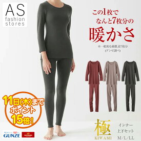 【楽天スーパーSALE ポイント15倍】グンゼ 極 ホットマジック 上下セット MH5946 MH5961 M L LL 秋冬 物 用 カラー 色 綿混 保湿 吸湿発熱 部屋干し 大きいサイズ あったか インナー 暖かい 防寒 厚手 裏起毛 保温 GUNZE hot magic レギンス タイツ 8分袖[SP]