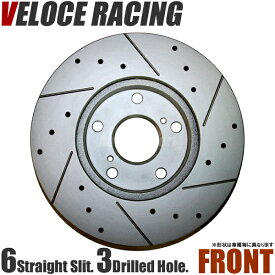 VELOCE RACING ヴェローチェレーシング ブレーキローター S6D3 パターン 6本スリット(ストレート)＋ドリルド フロント左右2枚セット MITSUBISHI ランサーエボリューション4 型式 CN9A 年式 96/9～98/2 品番 3416001