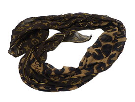 LOUIS VUITTON ルイ・ヴィトンスカーフモノグラム柄 レオパード柄 ヒョウ柄シルク100％ ブラウン系【中古】【送料無料】【質屋出品】