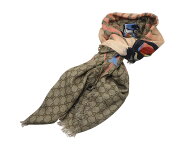 GUCCI グッチ大判スカーフ ストールアングリーキャット レーヨン・シルク【中古】【送料無料】【質屋出品】