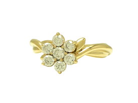 STAR JEWELRY スタージュエリーリング 指輪K14(ゴールド) クリアストーンサイズ【実寸】13号 フラワー【中古】仕上げ済み【送料無料】【質屋出品】