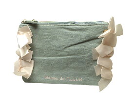 Maison de FLEUR メゾンドフルールデニムサイドリボンポーチ 81172JC0330綿・レーヨン・ポリエステルライトインディゴ リボン【未使用】難あり【質屋出品】