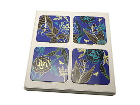 Dior ディオールコースター 4枚セット花柄 蜂 ブルー系 ノベルティ【中古】【質屋出品】