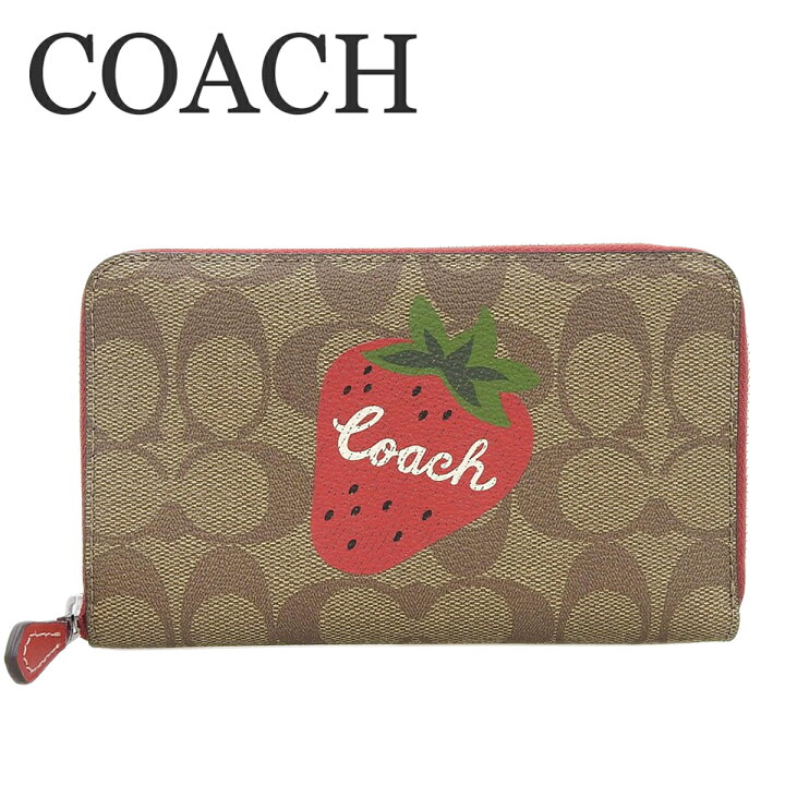 楽天市場】【COACH】 コーチ イチゴ柄 長財布 ミディアム ID ジップ  