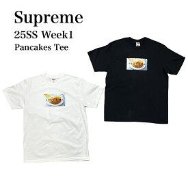 「新品」2025SS Supreme Week1 Pancakes Tee(シュプリームパンケーキ半袖Tシャツ) 正規品ユニセックス ホワイト ブラック ストリート ギフト プレゼント