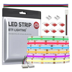 BTF-LIGHTING FCOB COB RGBW LED�e�[�v���C�g 5M 896LEDs/m 5PIN RGB+�d���F 3000K ��12mm �t���L�V�u�� �����x �X�g���b�v���C�g DC12V �������F �ό`�\ �ؒf�\ �Q�� �L�b�`���z�[�� �������� �G�l���M