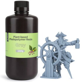 ELEGOO 植物ベース3Dプリンター樹脂 無臭 高精度 405nm UVフォトポリマー樹脂 3Dプリンター用快速硬化レジン 1000g 植物基樹脂 グレー