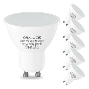 ORALUCE LED�d�� GU10���� �X�|�b�g���C�g 50W�`���� 6W 480lm 5000K �����F �����s�� �ȃG�l ������ �r�[���p�x120°�L�z���^�C�v �����F �V��Ɩ� ���ƏƖ� 6�Z�b�g