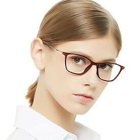 (OCCI CHIARI) ブルーライトカット メガネ レーディス 度なし 伊達メガネ 軽量 ウェリントン パソコン用眼鏡 UVカット 目の疲れを緩和 ファッション(カラー：レッド 赤
