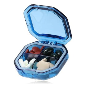 ピルケース 防水防湿 薬ケース 携帯用 小分け コンパクト 薬入れ 小型 (ブルー)