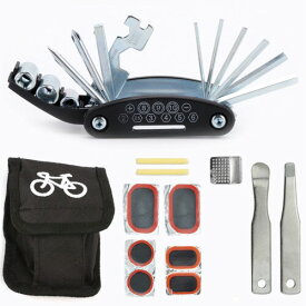 16in1 自転車修理セット 携帯マルチツール バイク修理キット 6角レンチ メンテナンス用 折畳み 多機能工具セット