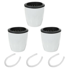 PATIKIL 5"自己給水植木鉢 3個セット 自己給水プランター 室内植物 花 ハーブ用 棉ウィック付き ホワイト