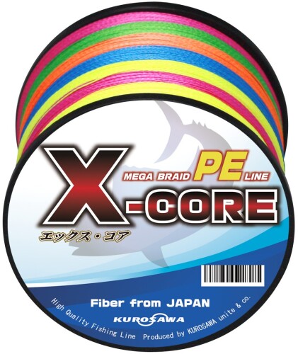 KUROSAWA PEライン X-CORE (5色マルチカラー 300m（8編）, 1.5号（22lb 9.91kg）)